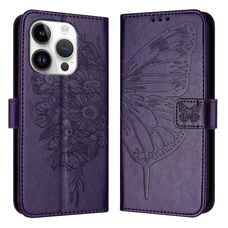 Embossed Butterfly Leather Phone Case, For iPhone 16 Pro, For iPhone 16 Plus, For iPhone 16, For iPhone 15 Pro Max, For iPhone 15 Pro, For iPhone 15 Plus