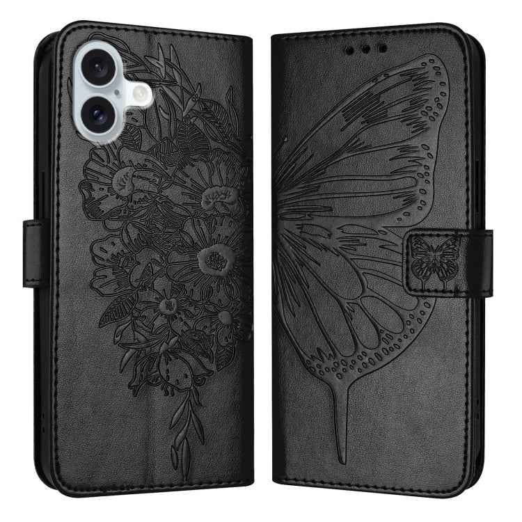 Embossed Butterfly Leather Phone Case, For iPhone 16 Pro, For iPhone 16 Plus, For iPhone 16, For iPhone 15 Pro Max, For iPhone 15 Pro, For iPhone 15 Plus