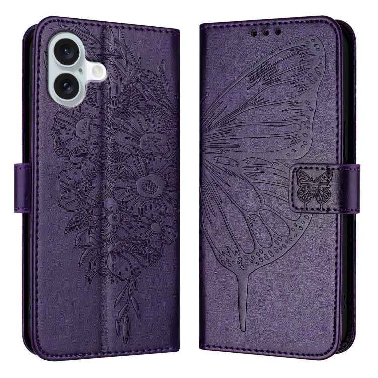 Embossed Butterfly Leather Phone Case, For iPhone 16 Pro, For iPhone 16 Plus, For iPhone 16, For iPhone 15 Pro Max, For iPhone 15 Pro, For iPhone 15 Plus
