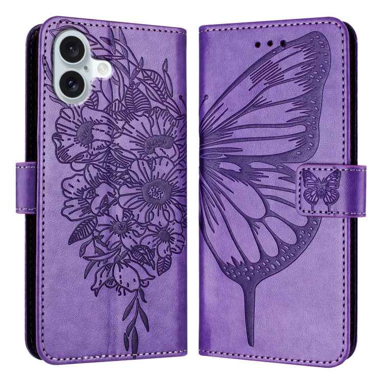 Embossed Butterfly Leather Phone Case, For iPhone 16 Pro, For iPhone 16 Plus, For iPhone 16, For iPhone 15 Pro Max, For iPhone 15 Pro, For iPhone 15 Plus