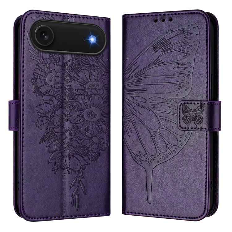 Embossed Butterfly Leather Phone Case, For iPhone 17e / 16e, For iPhone 17 Pro Max, For iPhone 17 Pro, For iPhone 17, For iPhone Air, For iPhone 16 Pro Max