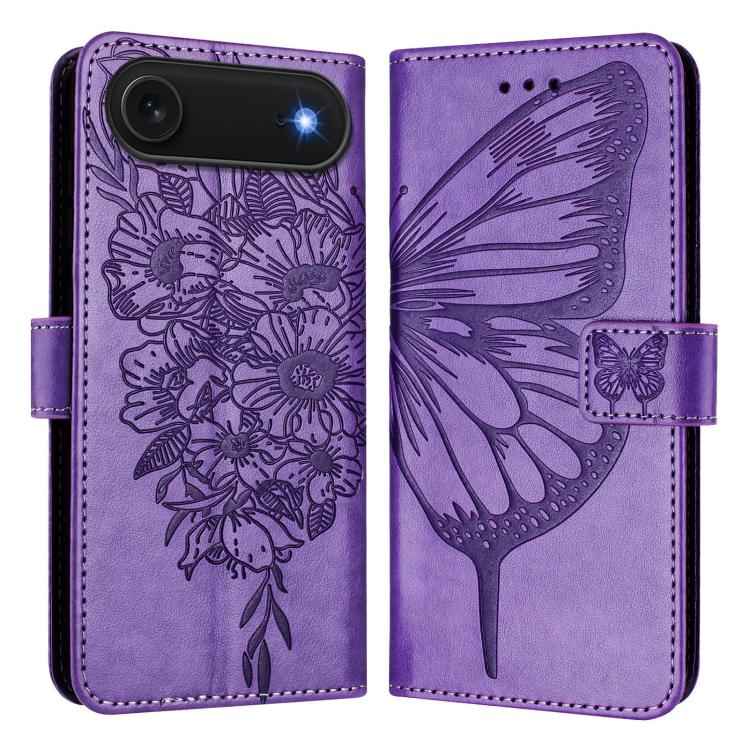 Embossed Butterfly Leather Phone Case, For iPhone 17e / 16e, For iPhone 17 Pro Max, For iPhone 17 Pro, For iPhone 17, For iPhone Air, For iPhone 16 Pro Max