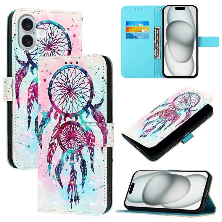3D Painting Horizontal Flip Leather Phone Case, For iPhone 16 Pro, For iPhone 16 Plus, For iPhone 16, For iPhone 15 Pro Max, For iPhone 15 Pro, For iPhone 15 Plus
