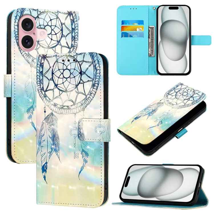 3D Painting Horizontal Flip Leather Phone Case, For iPhone 16 Pro, For iPhone 16 Plus, For iPhone 16, For iPhone 15 Pro Max, For iPhone 15 Pro, For iPhone 15 Plus