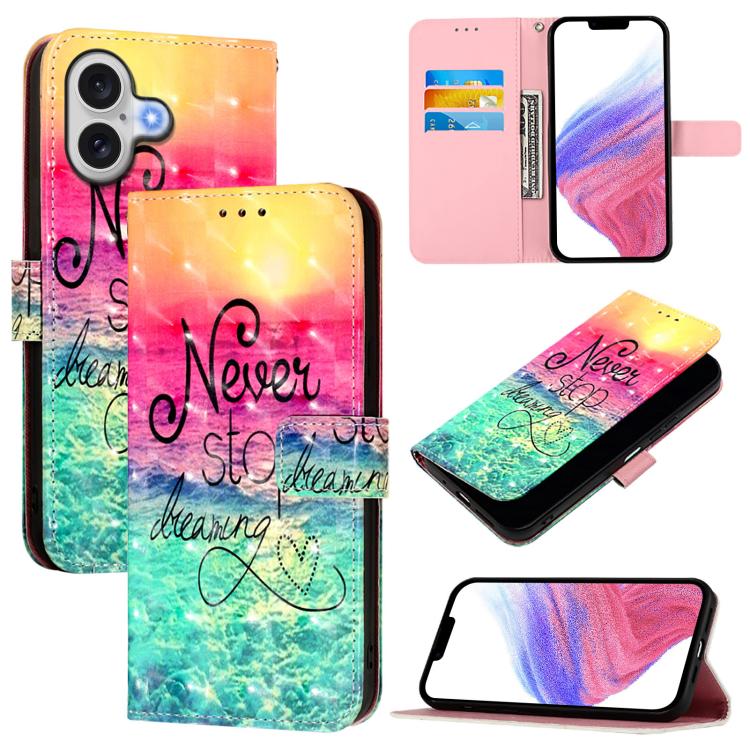 3D Painting Horizontal Flip Leather Phone Case, For iPhone 17e / 16e, For iPhone 17 Pro Max, For iPhone 17 Pro, For iPhone 17, For iPhone Air, For iPhone 16 Pro Max
