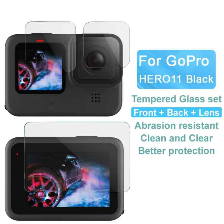 imak Rear Screen + Front Screen + Rear Camera Lens Tempered Glass Film, For GoPro HERO11 Black