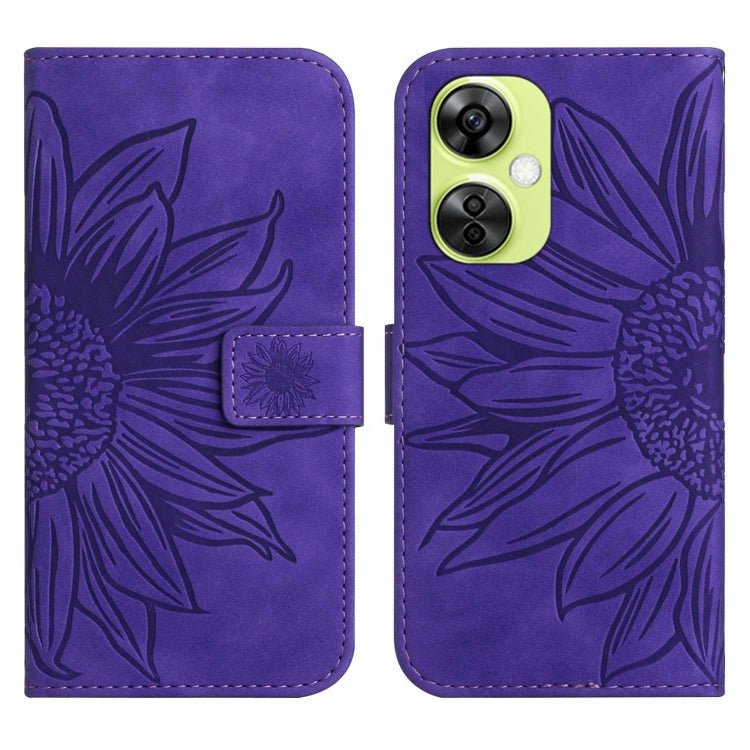 Skin Feel Sun Flower Embossed Leather Phone Case with Lanyard, For OnePlus Nord CE4, For OnePlus 12R 5G Global, For OnePlus 12 5G Global, For OnePlus Nord CE 3 Lite