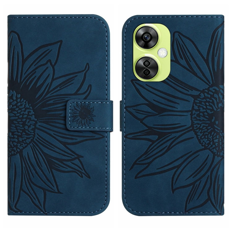Skin Feel Sun Flower Embossed Leather Phone Case with Lanyard, For OnePlus Nord CE4, For OnePlus 12R 5G Global, For OnePlus 12 5G Global, For OnePlus Nord CE 3 Lite