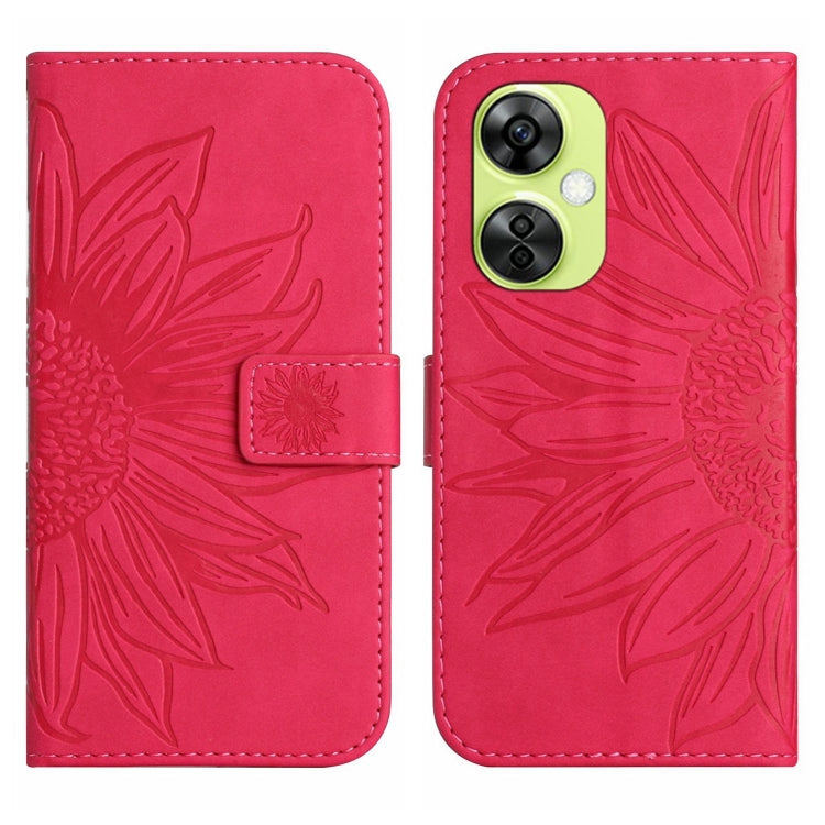 Skin Feel Sun Flower Embossed Leather Phone Case with Lanyard, For OnePlus Nord CE4, For OnePlus 12R 5G Global, For OnePlus 12 5G Global, For OnePlus Nord CE 3 Lite
