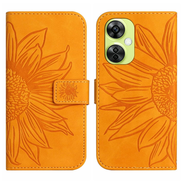 Skin Feel Sun Flower Embossed Leather Phone Case with Lanyard, For OnePlus Nord CE4, For OnePlus 12R 5G Global, For OnePlus 12 5G Global, For OnePlus Nord CE 3 Lite