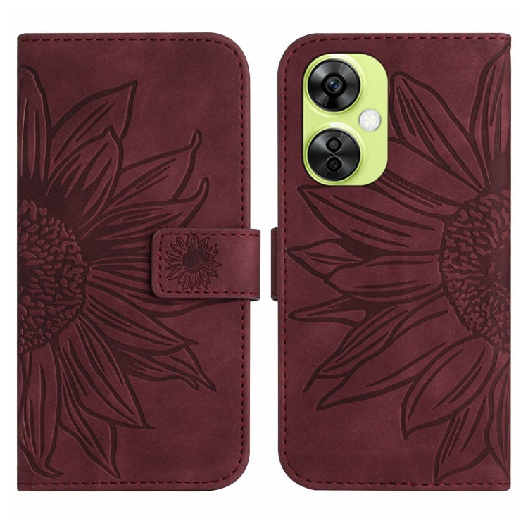 Skin Feel Sun Flower Embossed Leather Phone Case with Lanyard, For OnePlus Nord CE4, For OnePlus 12R 5G Global, For OnePlus 12 5G Global, For OnePlus Nord CE 3 Lite