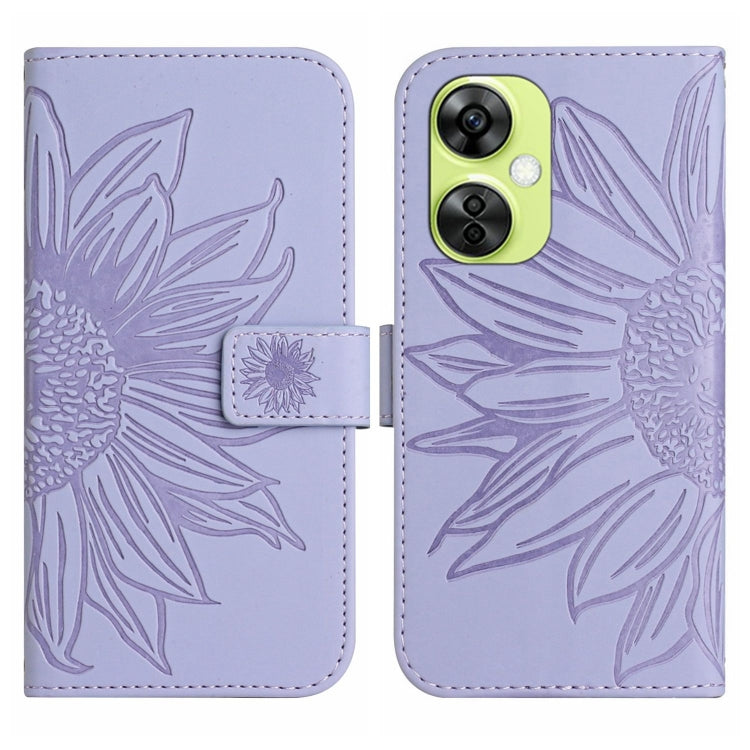 Skin Feel Sun Flower Embossed Leather Phone Case with Lanyard, For OnePlus Nord CE4, For OnePlus 12R 5G Global, For OnePlus 12 5G Global, For OnePlus Nord CE 3 Lite