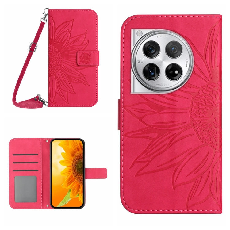 Skin Feel Sun Flower Embossed Leather Phone Case with Lanyard, For OnePlus Nord CE4, For OnePlus 12R 5G Global, For OnePlus 12 5G Global, For OnePlus Nord CE 3 Lite