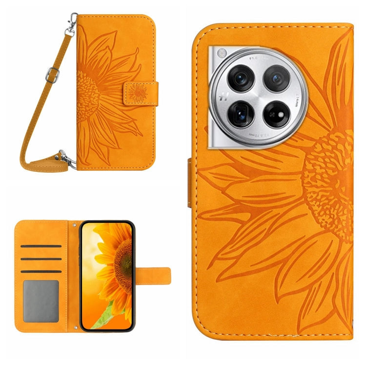 Skin Feel Sun Flower Embossed Leather Phone Case with Lanyard, For OnePlus Nord CE4, For OnePlus 12R 5G Global, For OnePlus 12 5G Global, For OnePlus Nord CE 3 Lite