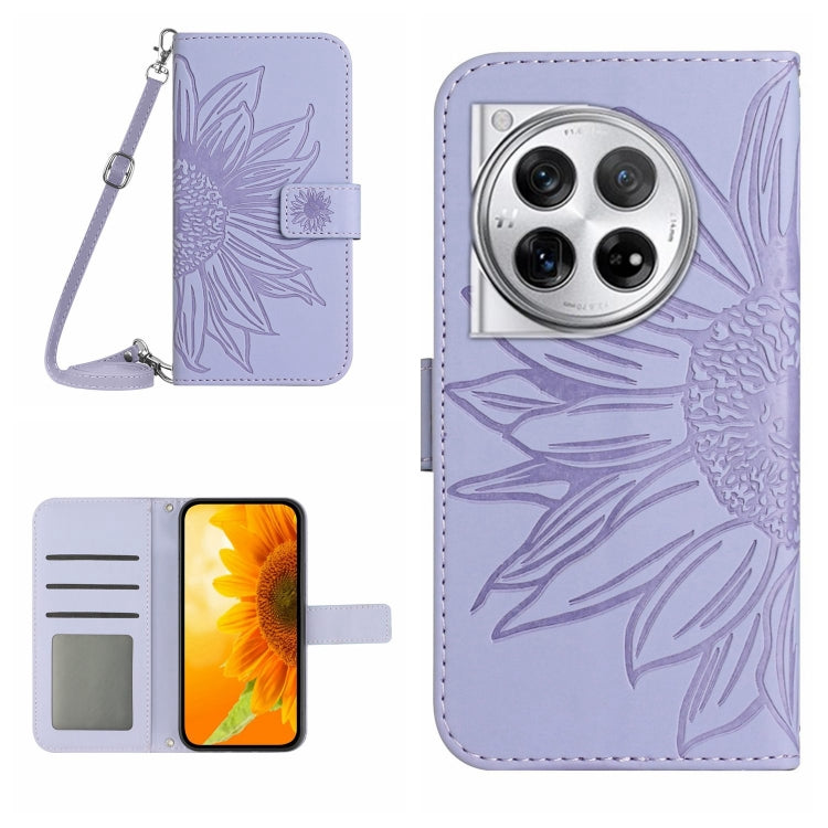 Skin Feel Sun Flower Embossed Leather Phone Case with Lanyard, For OnePlus Nord CE4, For OnePlus 12R 5G Global, For OnePlus 12 5G Global, For OnePlus Nord CE 3 Lite