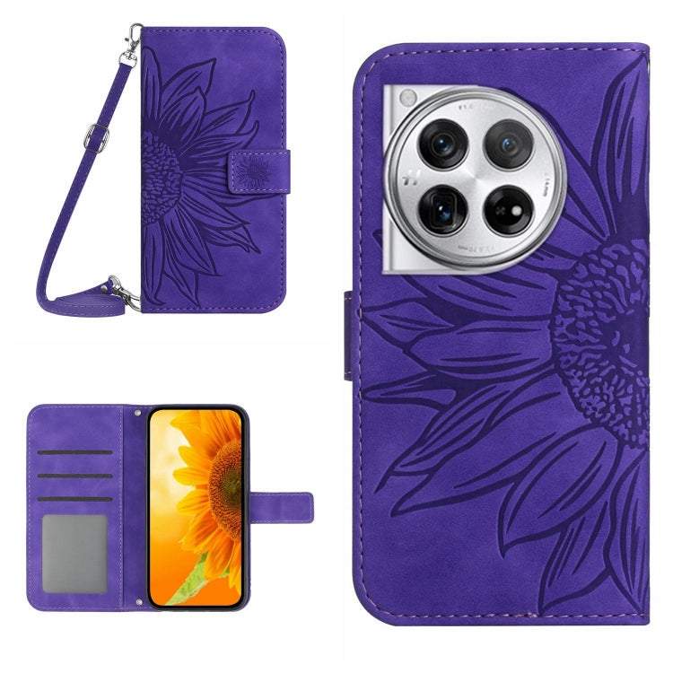 Skin Feel Sun Flower Embossed Leather Phone Case with Lanyard, For OnePlus Nord CE4, For OnePlus 12R 5G Global, For OnePlus 12 5G Global, For OnePlus Nord CE 3 Lite