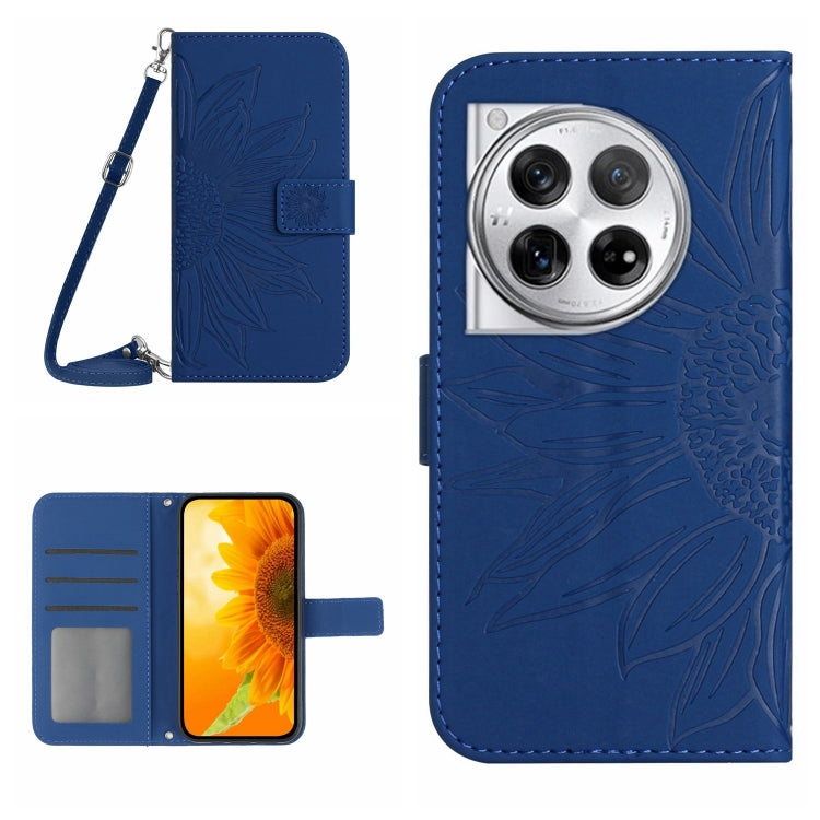 Skin Feel Sun Flower Embossed Leather Phone Case with Lanyard, For OnePlus Nord CE4, For OnePlus 12R 5G Global, For OnePlus 12 5G Global, For OnePlus Nord CE 3 Lite