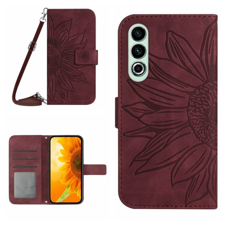 Skin Feel Sun Flower Embossed Leather Phone Case with Lanyard, For OnePlus Nord CE4, For OnePlus 12R 5G Global, For OnePlus 12 5G Global, For OnePlus Nord CE 3 Lite