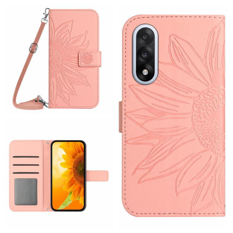 Skin Feel Sun Flower Embossed Leather Phone Case with Lanyard, For OnePlus 15R, For OnePlus 15 5G, For OnePlus Nord 5 5G / Ace 5 Ultra, For OnePlus 13T