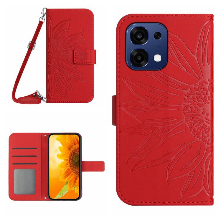 Skin Feel Sun Flower Embossed Leather Phone Case with Lanyard, For OnePlus Nord 6 5G, For OnePlus 15R, For OnePlus 15 5G, For OnePlus Nord 5 5G / Ace 5 Ultra