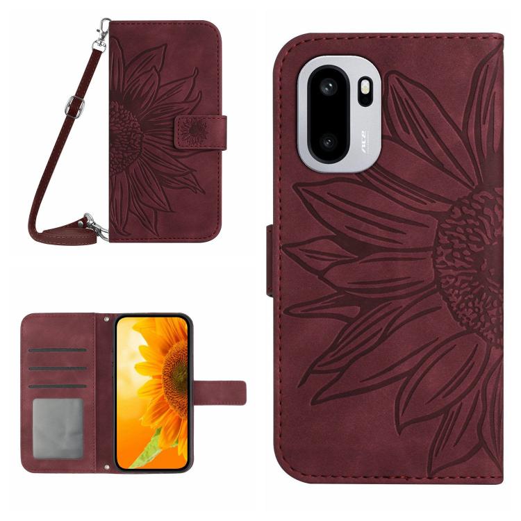 Skin Feel Sun Flower Embossed Leather Phone Case with Lanyard, For OnePlus 15R, For OnePlus 15 5G, For OnePlus Nord 5 5G / Ace 5 Ultra, For OnePlus 13T