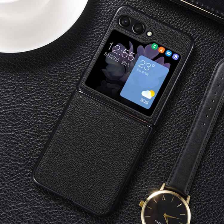 Genuine Leather Shockproof Protective Phone Case, For Samsung Galaxy Z Flip6 / Flip7 FE, For Samsung Galaxy Z Flip5