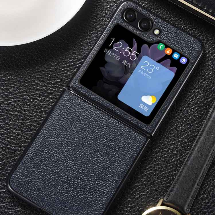 Genuine Leather Shockproof Protective Phone Case, For Samsung Galaxy Z Flip6 / Flip7 FE, For Samsung Galaxy Z Flip5