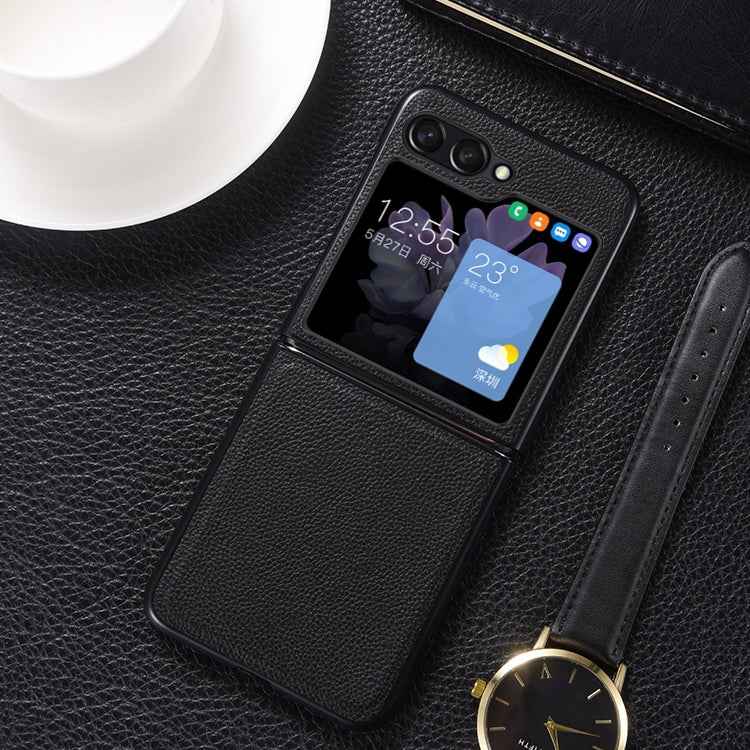 Genuine Leather Shockproof Protective Phone Case, For Samsung Galaxy Z Flip6 / Flip7 FE, For Samsung Galaxy Z Flip5
