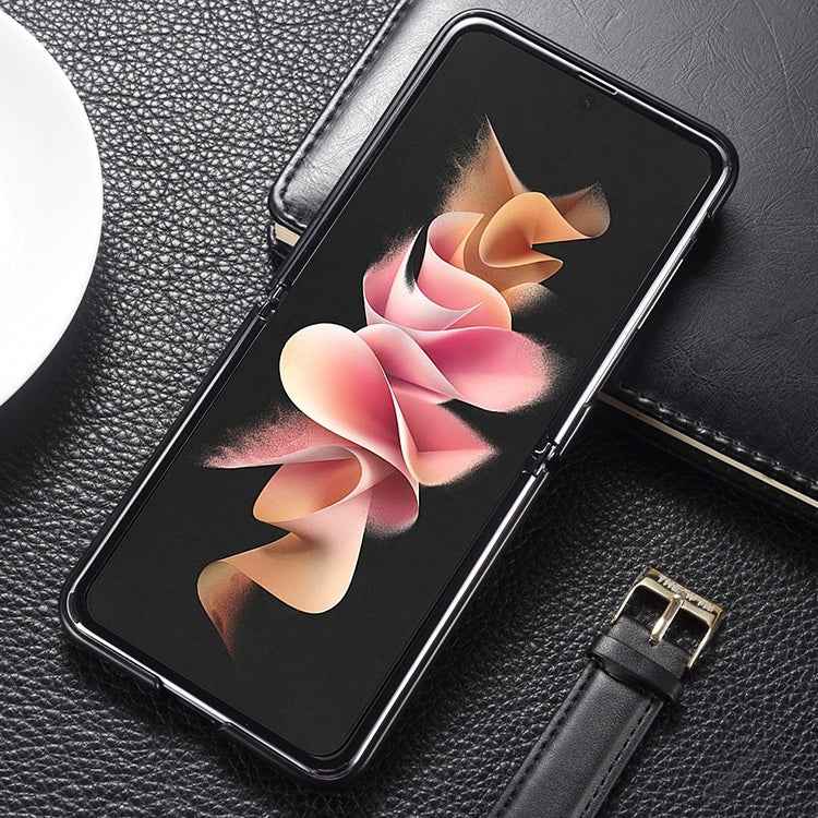 Genuine Leather Shockproof Protective Phone Case, For Samsung Galaxy Z Flip6 / Flip7 FE, For Samsung Galaxy Z Flip5