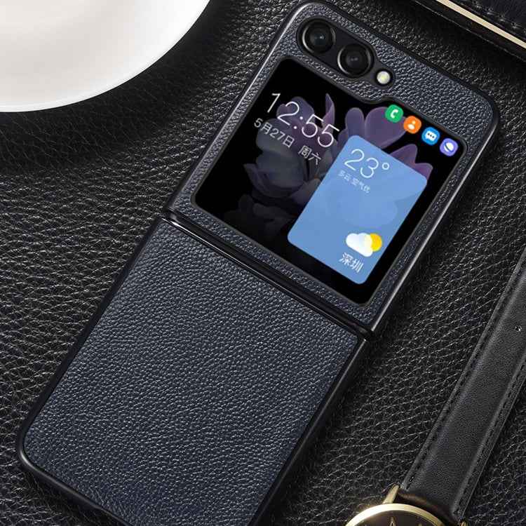 Genuine Leather Shockproof Protective Phone Case, For Samsung Galaxy Z Flip6 / Flip7 FE, For Samsung Galaxy Z Flip5