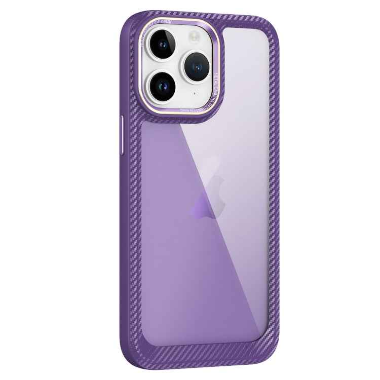 Carbon Fiber Transparent Back Panel Phone Case, For iPhone 11 Pro Max, For iPhone 11