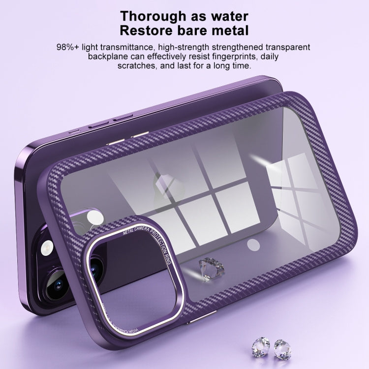 Carbon Fiber Transparent Back Panel Phone Case, For iPhone 11 Pro Max, For iPhone 11