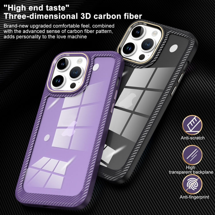 Carbon Fiber Transparent Back Panel Phone Case, For iPhone 11 Pro Max, For iPhone 11