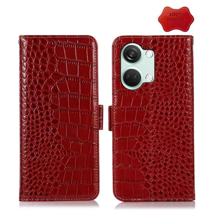 Crocodile Top Layer Cowhide Leather Phone Case, For OnePlus Nord 3 / Ace 2V