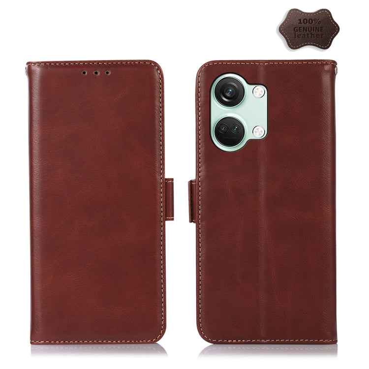 Magnetic Crazy Horse Texture Genuine Leather RFID Phone Case, For OnePlus Nord 3 / Ace 2V