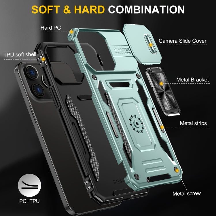 Armor PC + TPU Camera Shield Phone Case, For iPhone 16 Pro, For iPhone 16 Plus, For iPhone 16, For iPhone 15 Pro Max, For iPhone 15 Pro, For iPhone 15 Plus