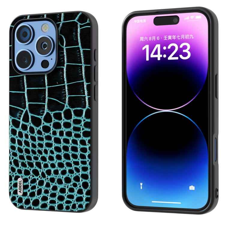 ABEEL Genuine Leather Crocodile Pattern Black Edge Phone Case, For iPhone 16 Pro Max, For iPhone 16 Pro, For iPhone 16 Plus, For iPhone 16, For iPhone 15 Pro Max, For iPhone 15 Pro, For iPhone 15 Plus, For iPhone 15