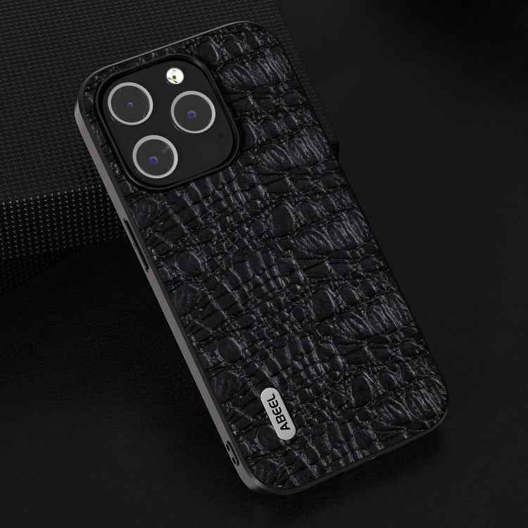 ABEEL Genuine Leather Canopy Black Edge Phone Case, For iPhone 15 Pro Max, For iPhone 15 Pro, For iPhone 15 Plus, For iPhone 15