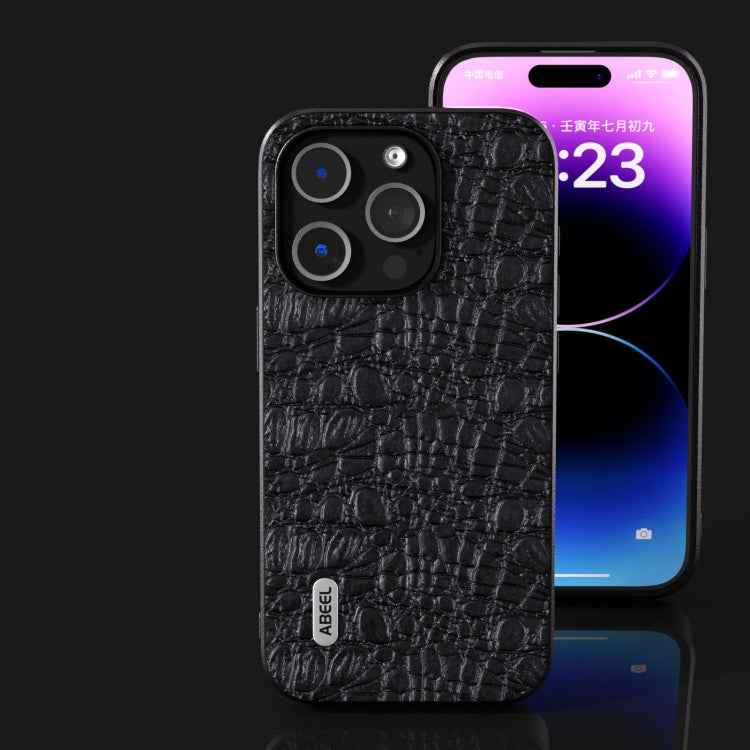 ABEEL Genuine Leather Canopy Black Edge Phone Case, For iPhone 15 Pro Max, For iPhone 15 Pro, For iPhone 15 Plus, For iPhone 15