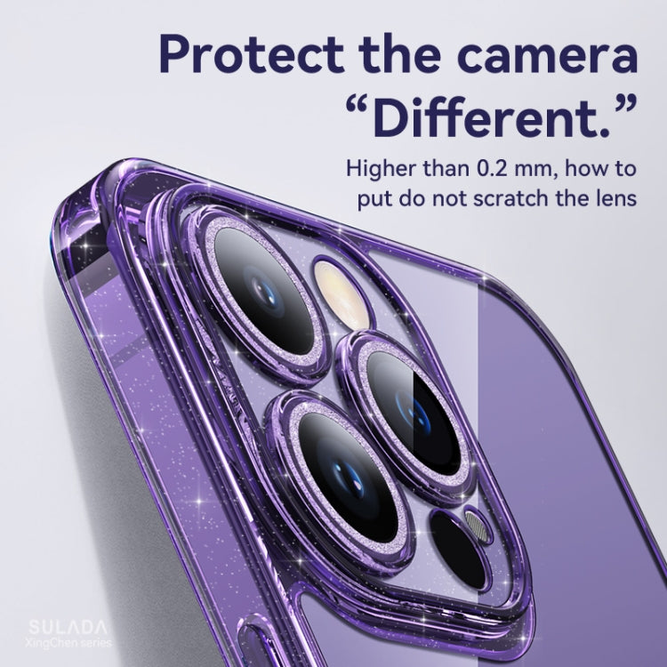 SULADA Glittery TPU + Tempered Glass Phone Case, For iPhone 14 Plus, For iPhone 14, For iPhone 14 Pro, For iPhone 14 Pro Max