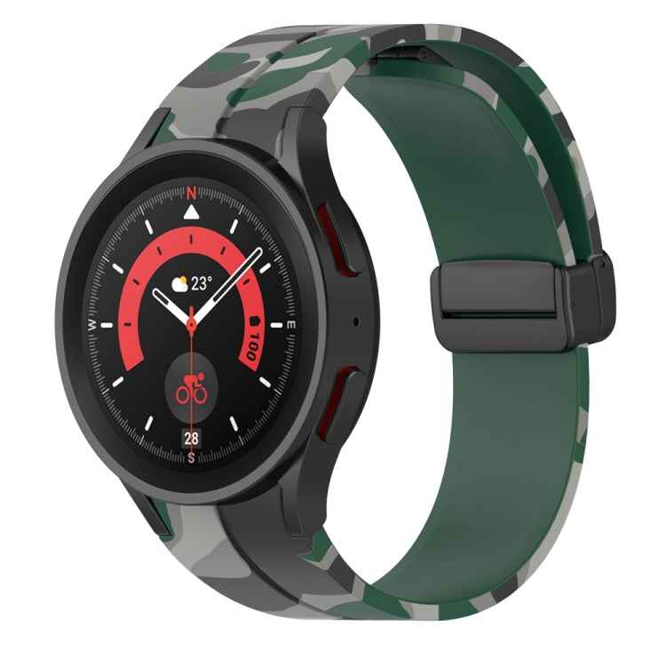 Magnetic Clasp Camouflage Silicone Watch Band, For Samsung Galaxy Watch5 / 5 Pro / Watch 4 / 4 Classic