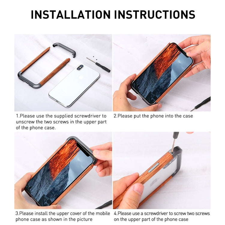 R-JUST Metal + Wood Frame Protective Case, For iPhone 11 Pro, For iPhone X / XS