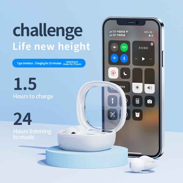 JR01 Transparent Capsule Smart Digital Display Ear-hook Bluetooth Earphones