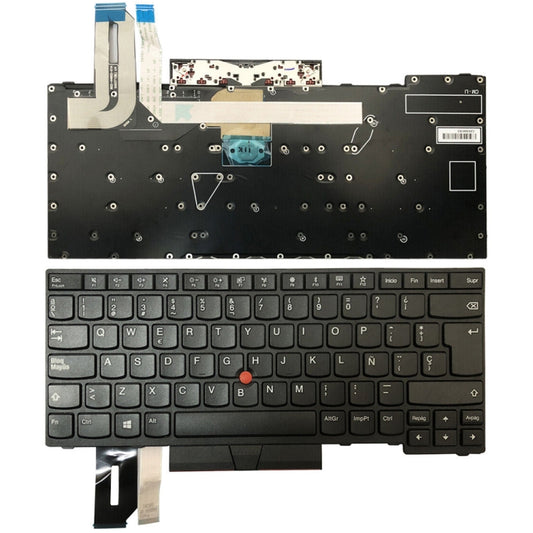 Clavier rétroéclairé pour ordinateur portable, version espagnole, pour Lenovo ThinkPad E480 / E495 / L480, pour Lenovo ThinkPad T490s / T495s, pour Lenovo ThinkPad E580 / L580 / E585