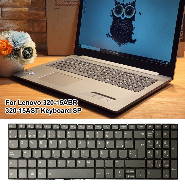 Clavier rétroéclairé pour ordinateur portable Lenovo IdeaPad 320-15ABR/320-15AST, version espagnole, avec bouton d'alimentation et touche Entrée