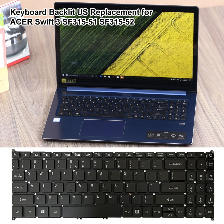 US Version Backlight Laptop Keyboard, For Acer Swift 3 SF315-51, For Acer Swift 3 SF314-54