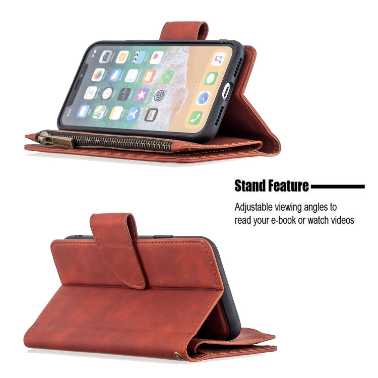 Skin Feel Detachable Magnetic Zipper Horizontal Flip PU Leather Case with Multi-Card Slots & Holder & Wallet & Photo Frame & Lanyard, For iPhone XS / X, For iPhone 6 Plus, For iPhone 6, For iPhone 11 Pro Max, For iPhone 11 Pro, For iPhone XS Max