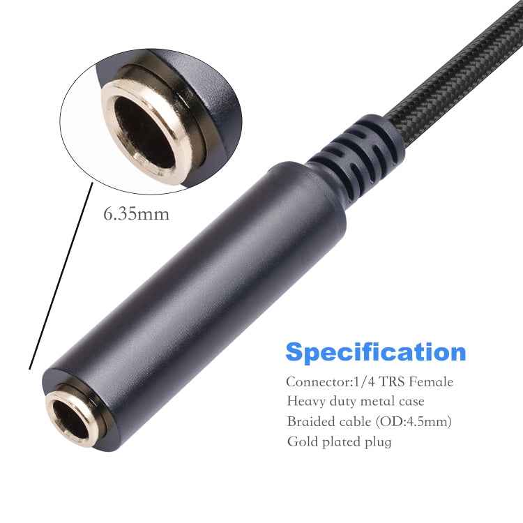 0.3m 6.35mm Female to XLR Female Microphone Audio Conversion Cable, 635K03-03