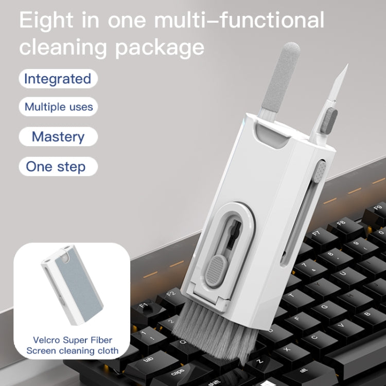 Q8 8 in 1 Multi-Function Headset Cleaning Pen Keyboard Mobile Phone Cleaner, White+Red