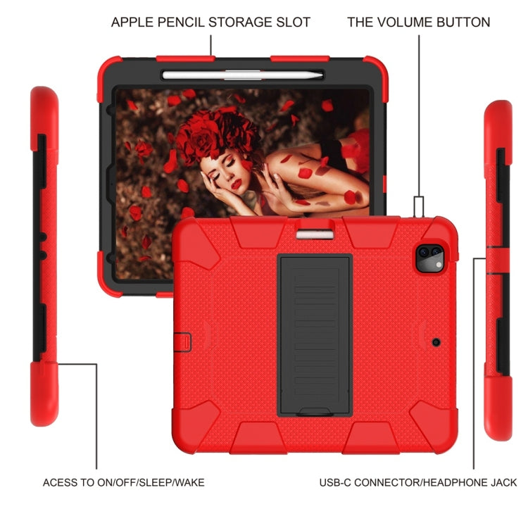 For iPad Pro 12.9 (2018) / (2020) Shockproof Two-Color Silicone Protective Case with Holder, For iPad Pro 12.9 (2018) / (2020)